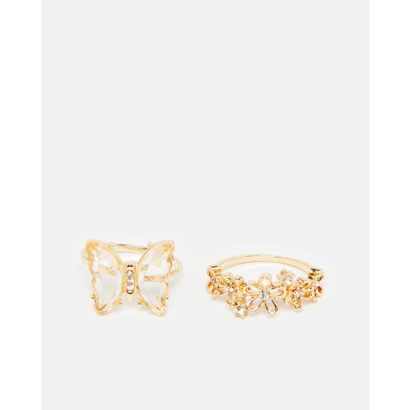 Women Gold Embellished Ring Set (Pack of 2)