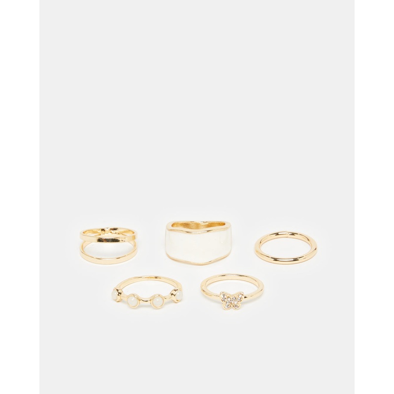 Women Gold Embellished Ring Set (Pack of 6)