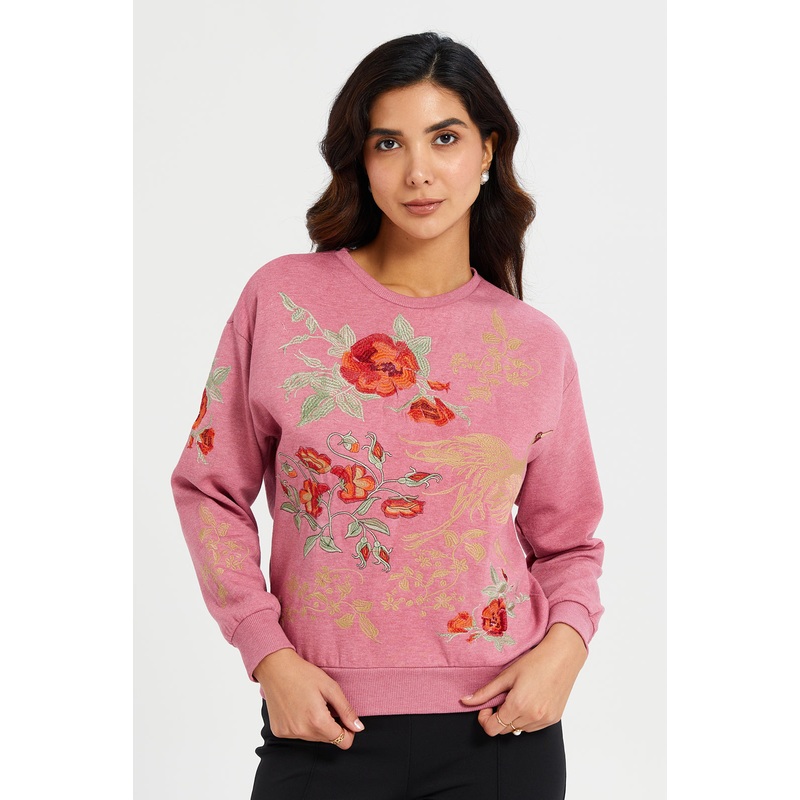 Women Mauve Printed Sweatshirt