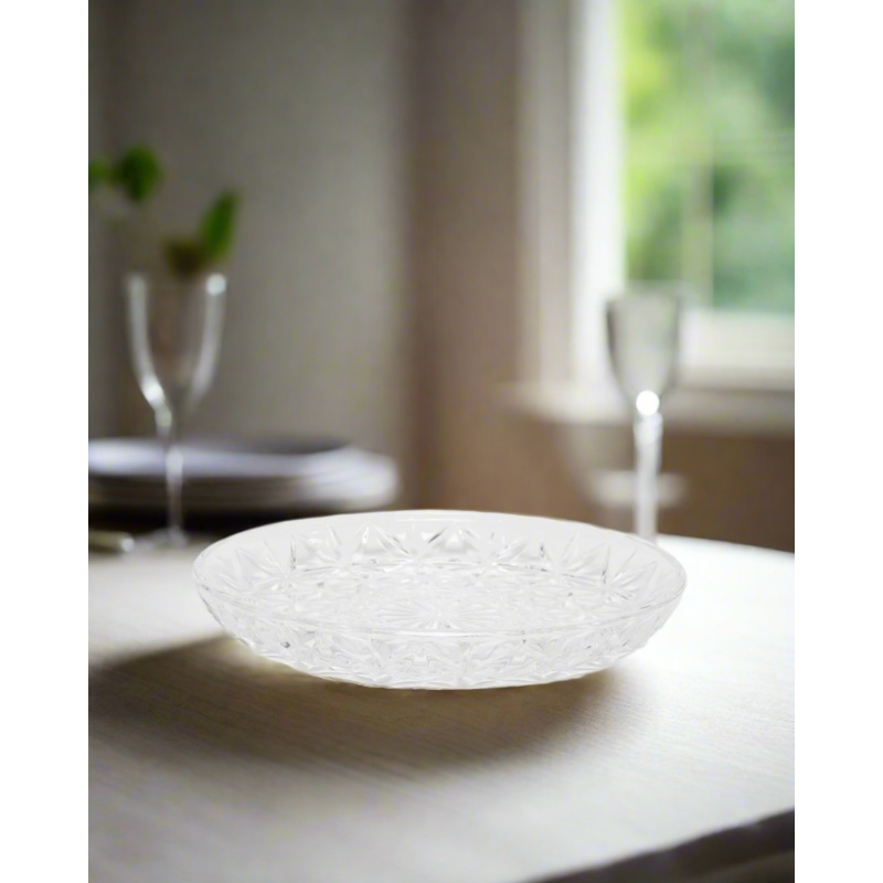 Clear Embossed Glass Round Plate