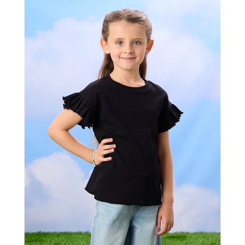 Girls Black Embellished T-Shirt