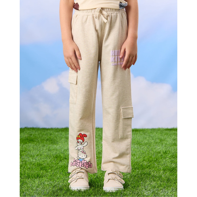 Girls Grey Hello Kitty Embellishment Active Tracks Pants