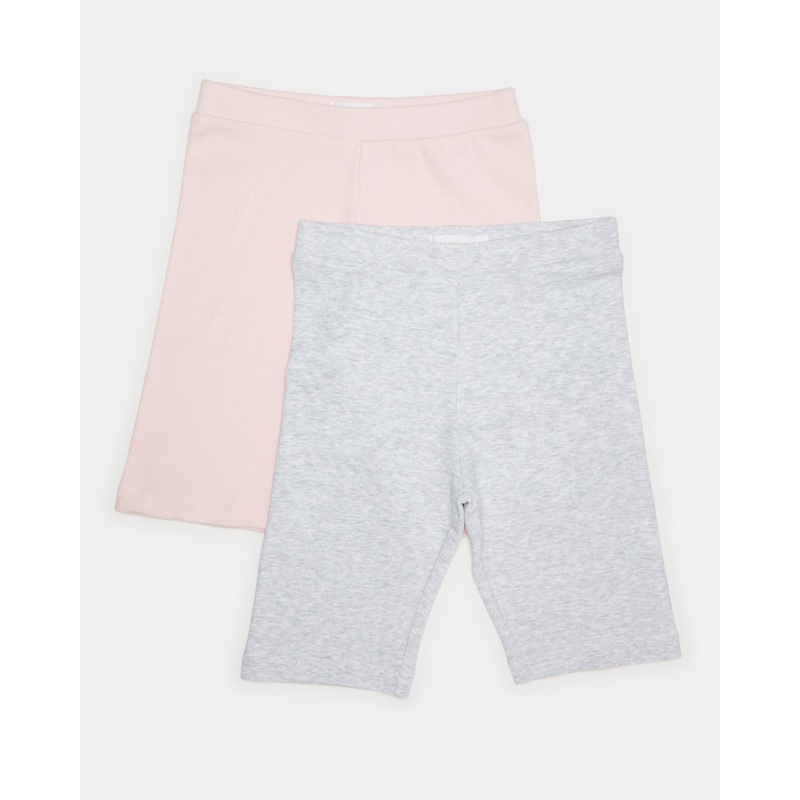 Girls Pink And Grey Cycling Shorts (Pack of 2)