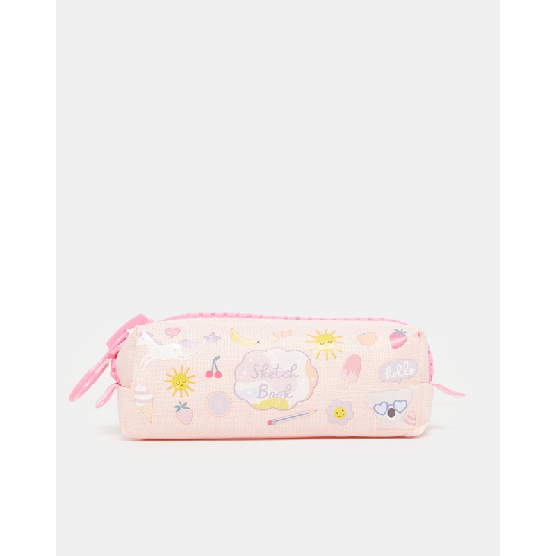 Girls Pink Printed Pencil Case