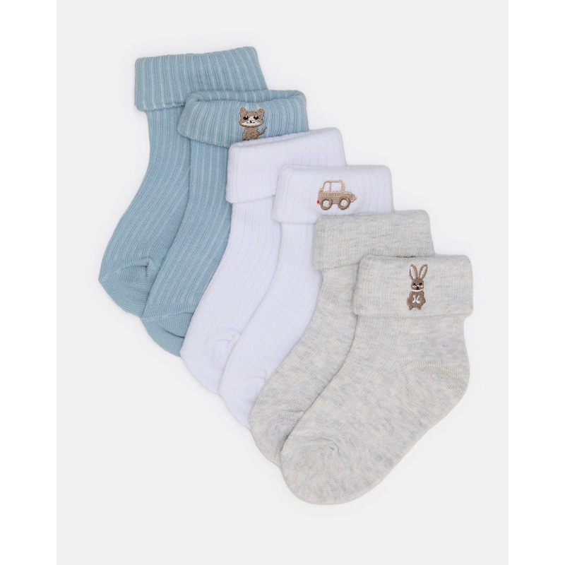 Infant Boys Assorted Print Ankle Length Socks (3 Pairs)