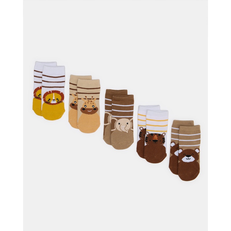 Infant Boys Assorted Print Ankle Length Socks (5 Pairs)