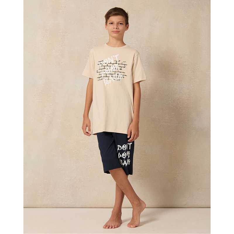 Senior Boys Beige Don’t Look Back Pyjama Set (2 Piece)