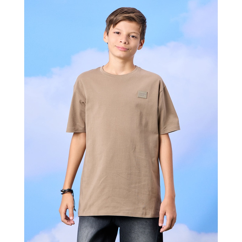Senior Boys Beige Loose Fit T-shirt