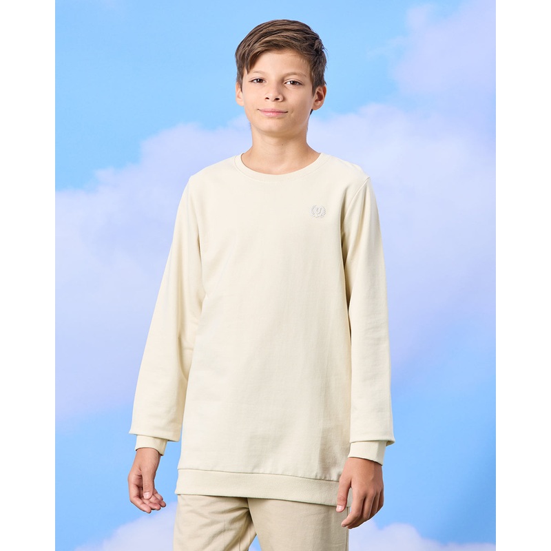 Senior Boys Cream And Olive Sweatshirt Set (2 Piece)