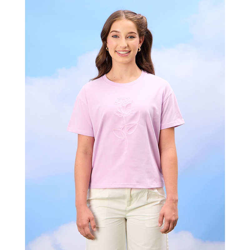 Senior Girls Pink Embroidered Top