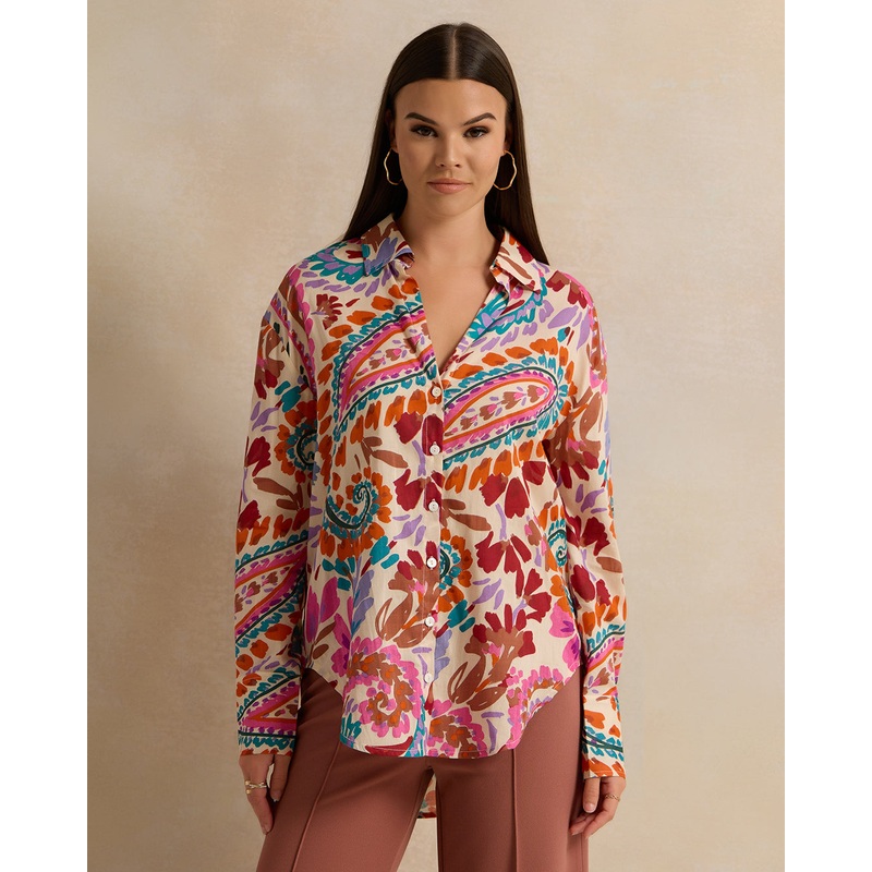 Women Assorted Printed Viol Oversized Shirt