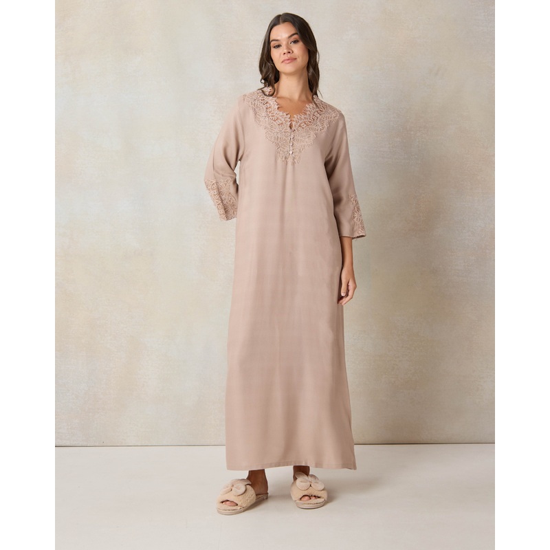 Women Beige Lace Nightgown|UK10|UK12|UK14|UK16|UK18|UK20