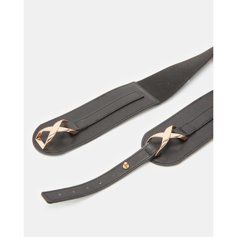 Women Black Embellished Dress Belt