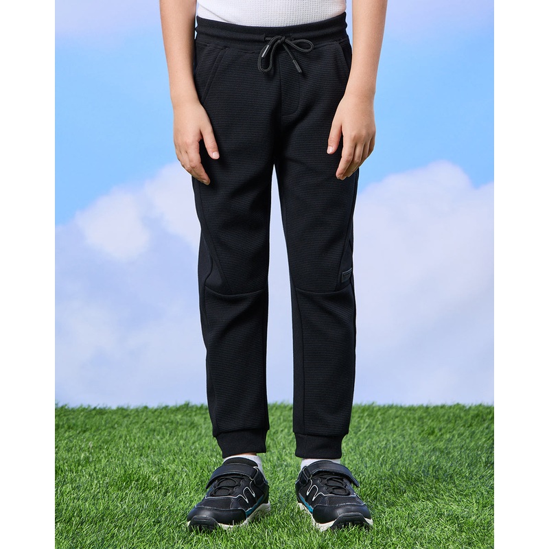 Boys Black Ottoman Jogger Pants