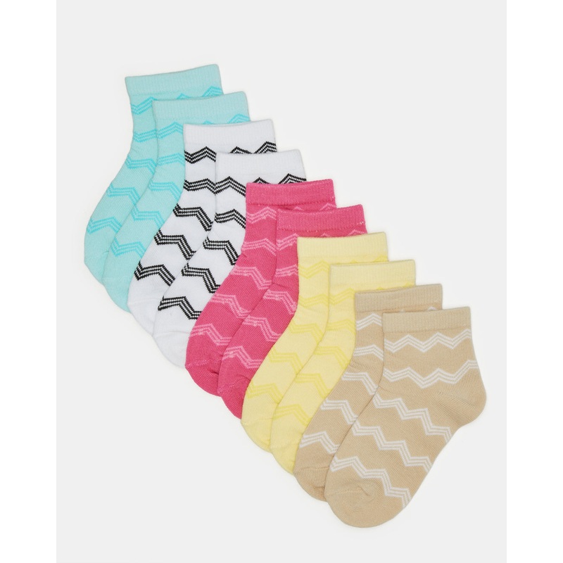 Girls Assorted Print Ankle Socks (5 Pairs)
