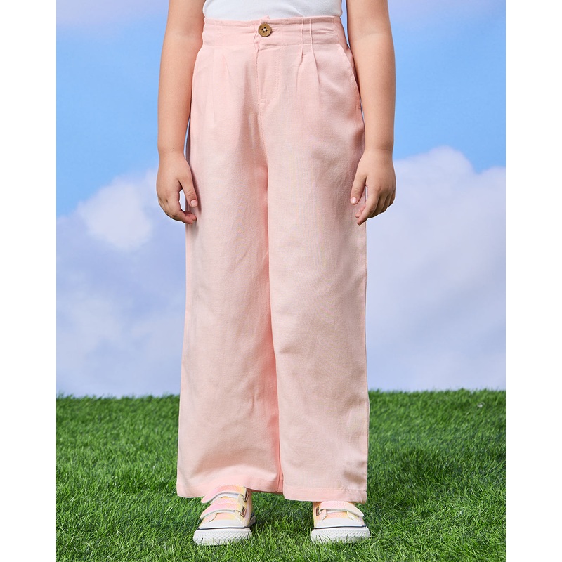 Girls Pink Wide leg Viscose Pants