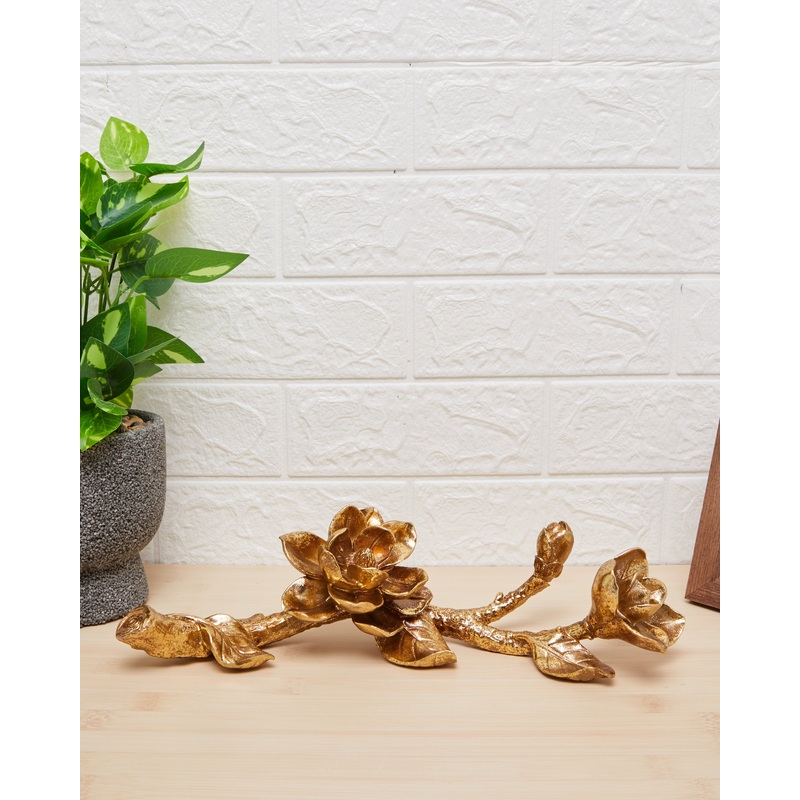 Gold Gaia Flower Branch Dcor Accent