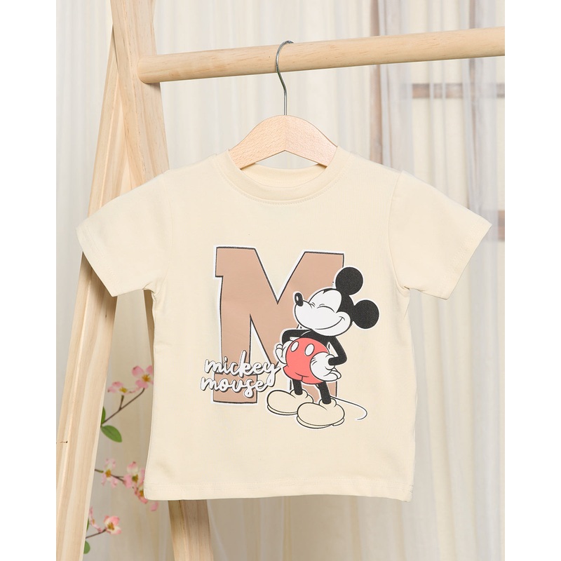 Infant Boys Beige Mickey Mouse Printed T-Shirt