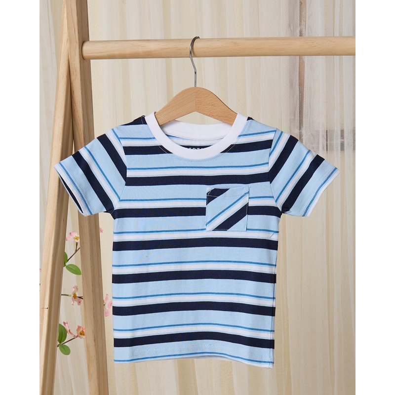 Infant Boys Blue And Navy Striped T-Shirt