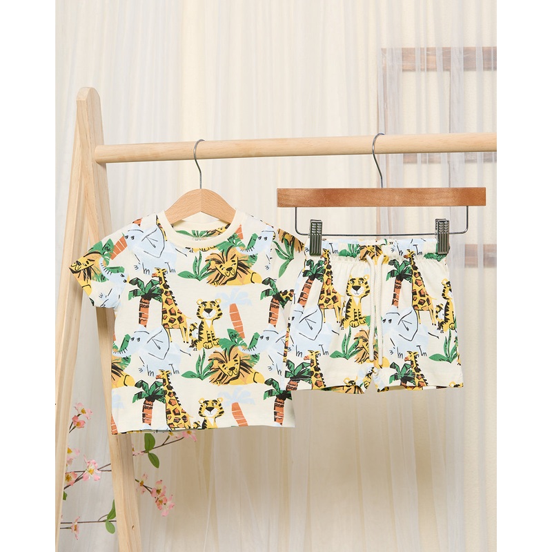 Infant Boys Cream Jungle Print Pyjama Set (2 Piece)