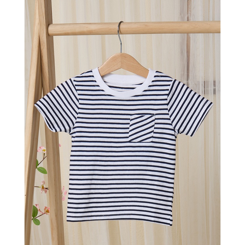 Infant Boys White And Navy Striped T-Shirt