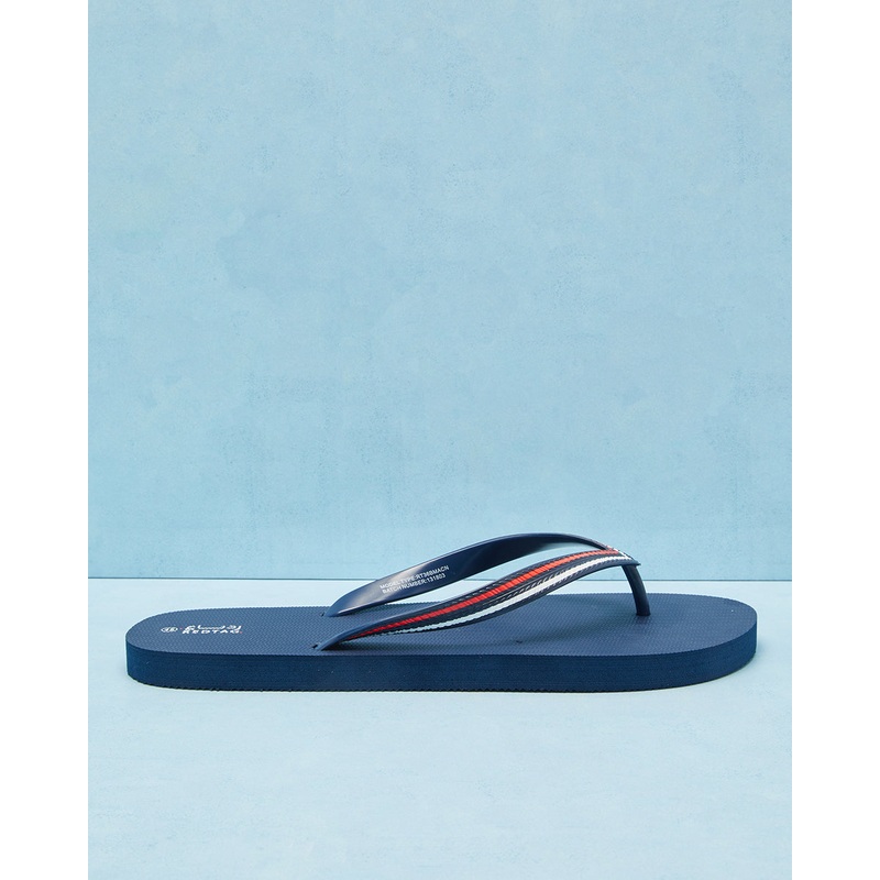 Men Navy Striped Toe Post Slipper