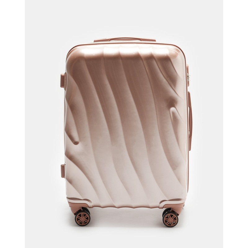Pink Textured Trolley Luggage Trolley (20 Inch)