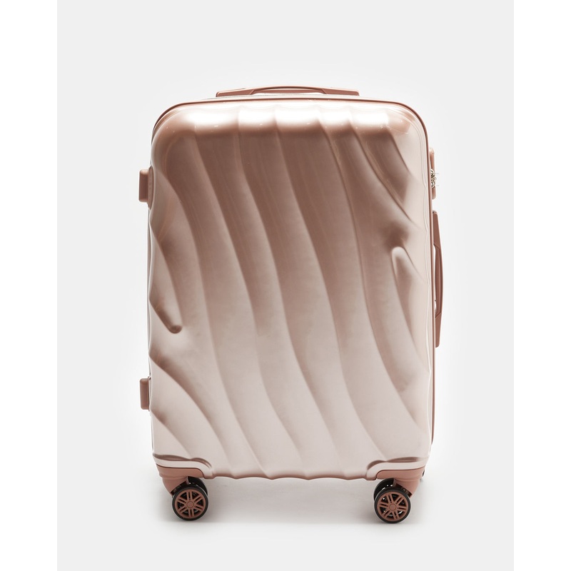 Pink Textured Trolley Luggage Trolley (24 Inch)