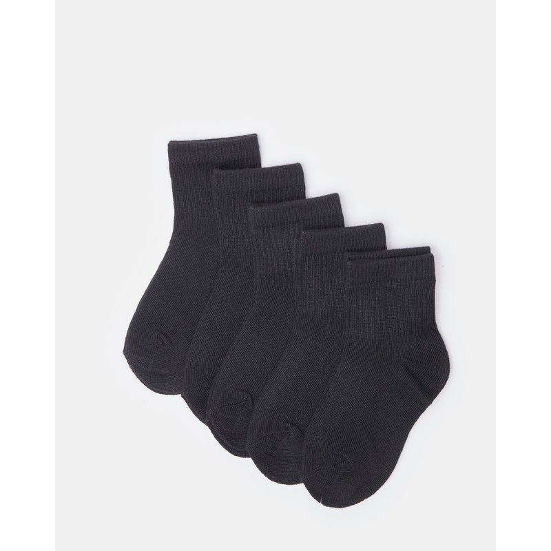 Senior Boys Black Ankle Socks Set (5 Pairs)
