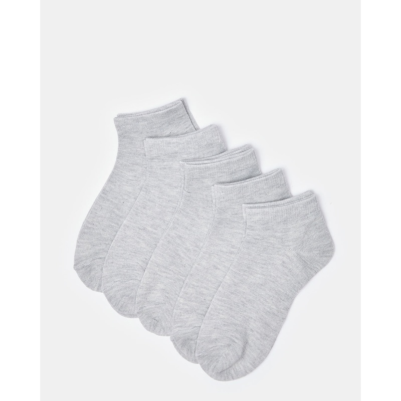 Senior Boys Grey Ankle Socks Set (5 Pairs)
