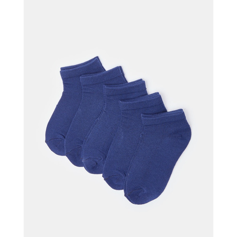 Senior Boys Navy Ankle Socks Set (5 Pairs)
