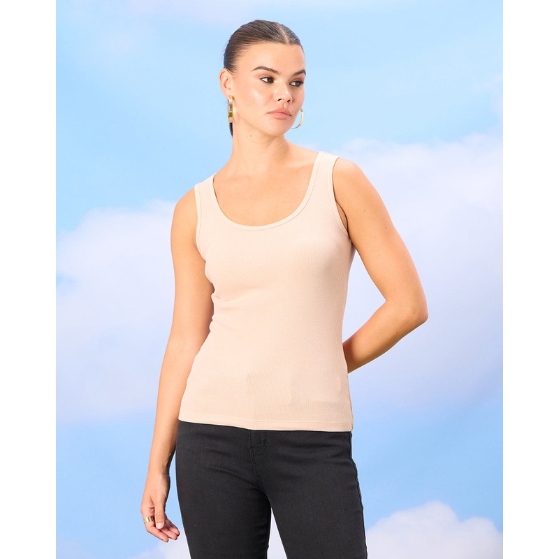 Women Pink Rib Solid Vest|UK8|UK10|UK12|UK14|UK16|UK18