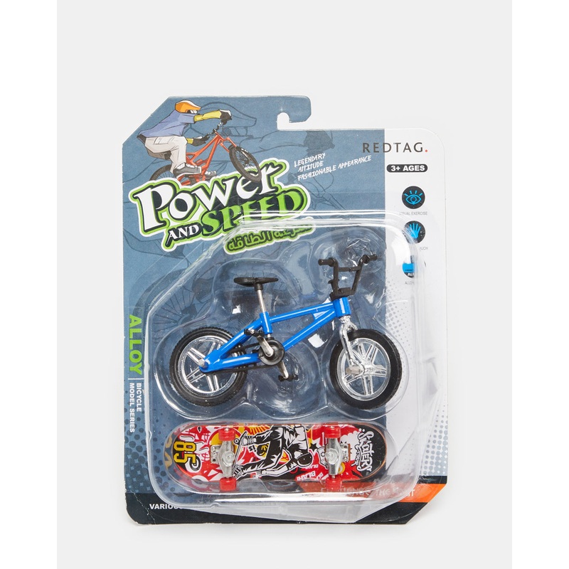 Black Die Cast Bike and Skateboard Toy (2 Piece)