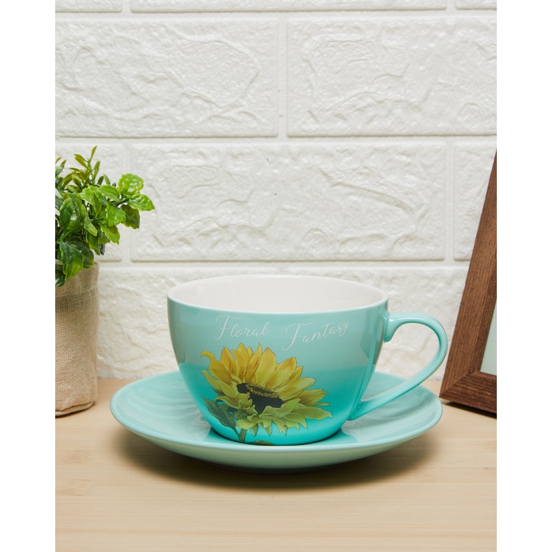 Blue Floral Cup & Saucer Set (2 Piece)