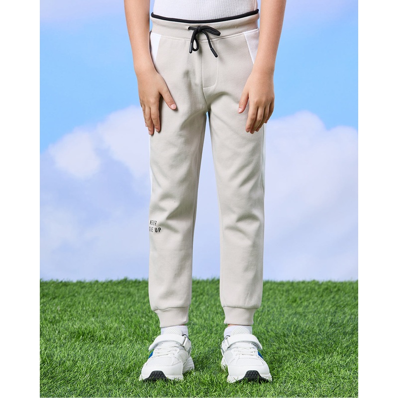 Boys Grey And White Cut & Sew Jogger Pants