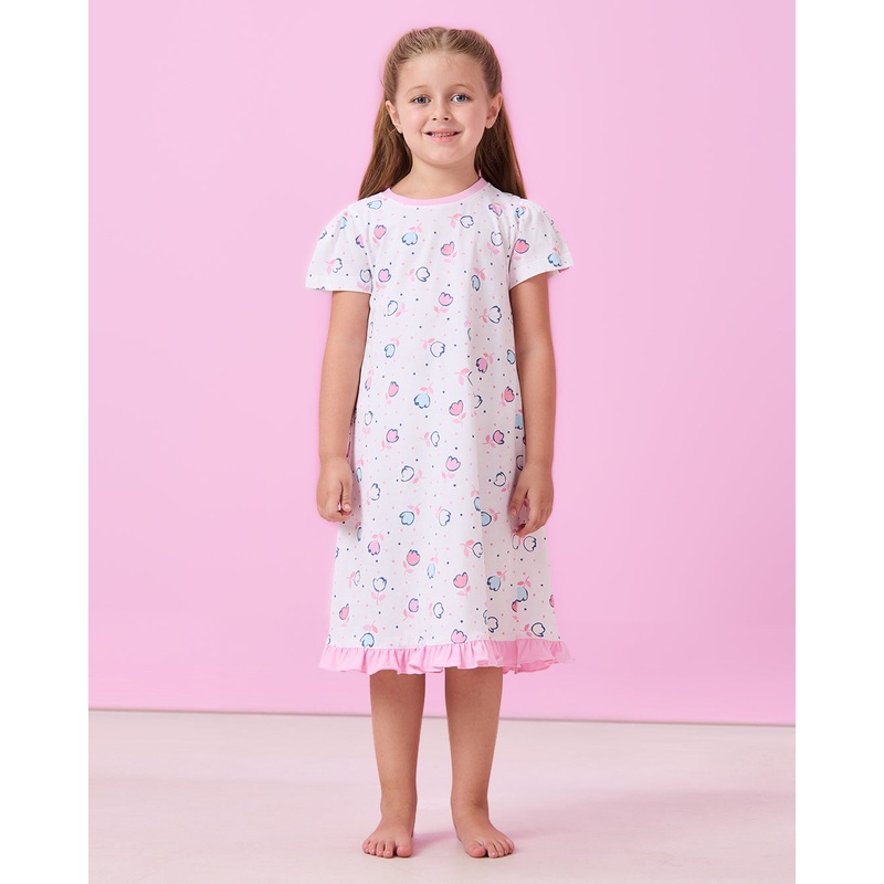 Girls White Floral Nightshirt|2-3 Years|3-4 Years|4-5 Years|5-6 Years|6-7 Years|7-8 Years