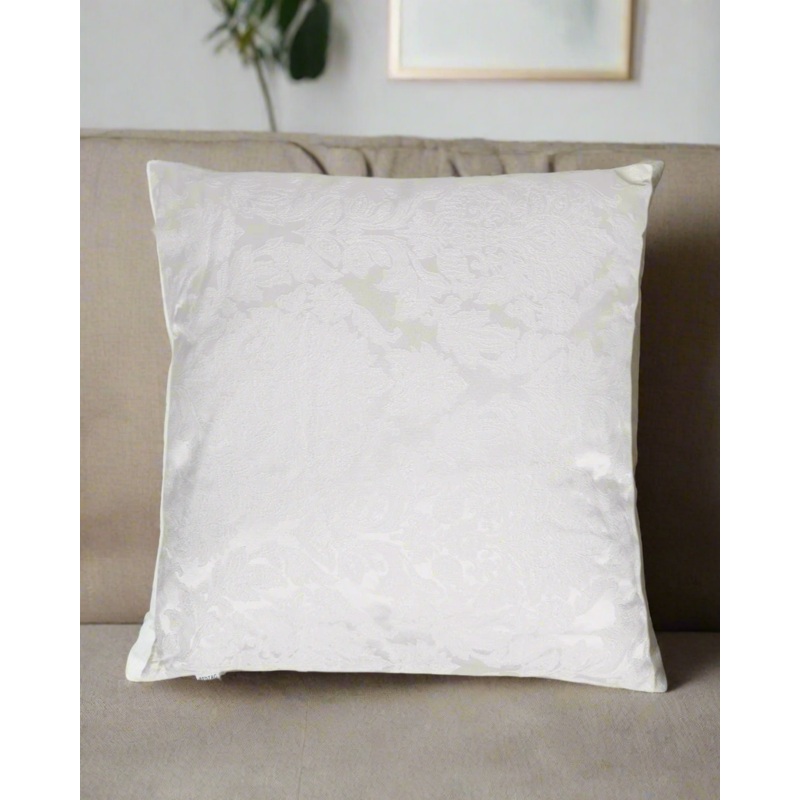 Ivory Floral Jacquard Cushion