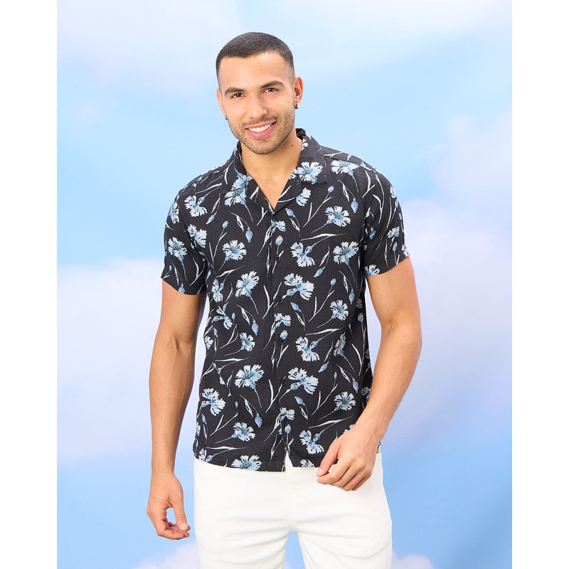 Men Black Printed Casual Shirt