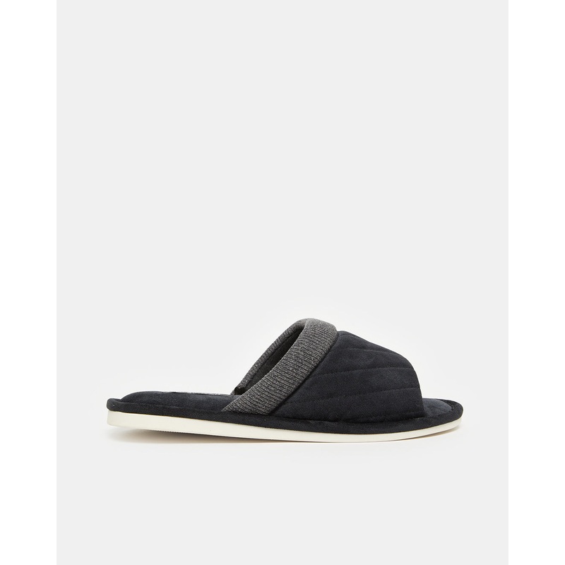 Men Black Textured Slipper|Small|Medium|Large