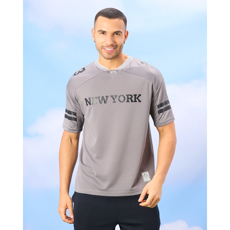 Men Grey New York Oversized T-Shirt