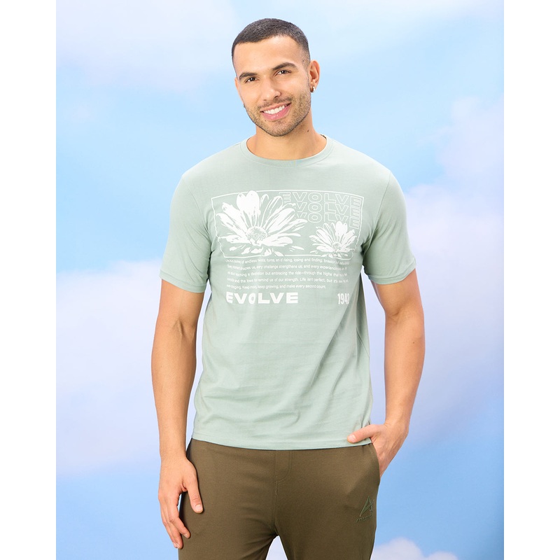 Men Mint Basic Graphic T-shirt