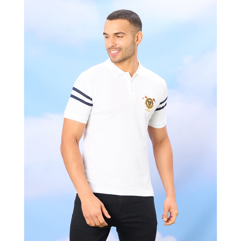 Men White Badge Polo Shirt|Small|Medium|Large|X-Large|XX-Large