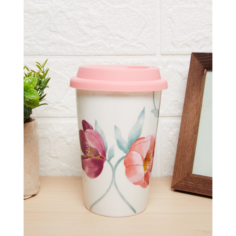 Pink Travel Mug With Silicone Lid