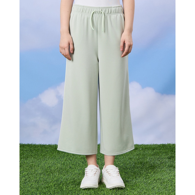 Senior Girls Green Wide leg Scuba Pants