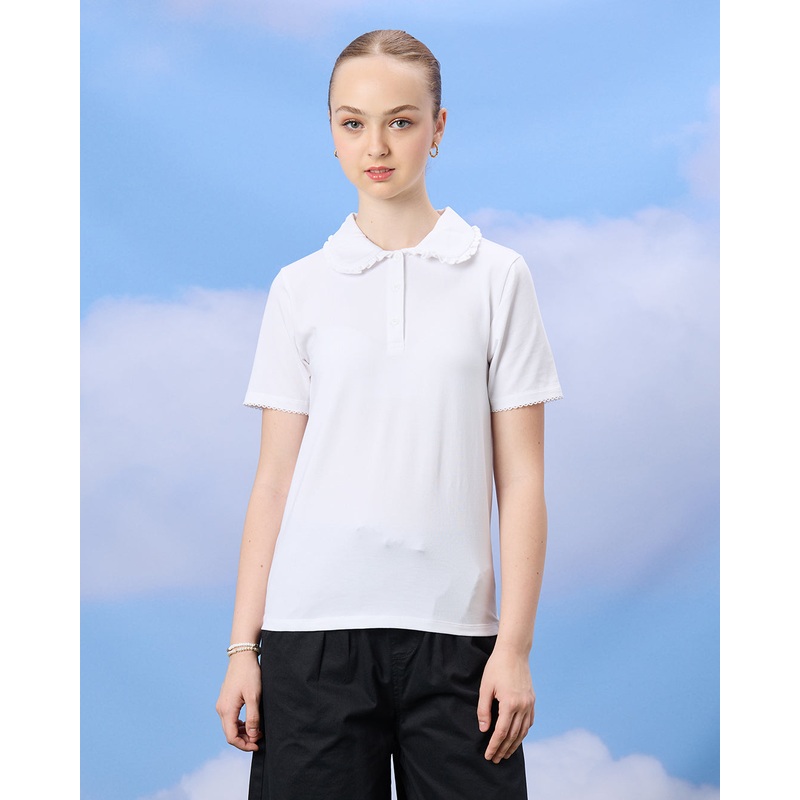 Senior Girls White Peter Pan T-shirt