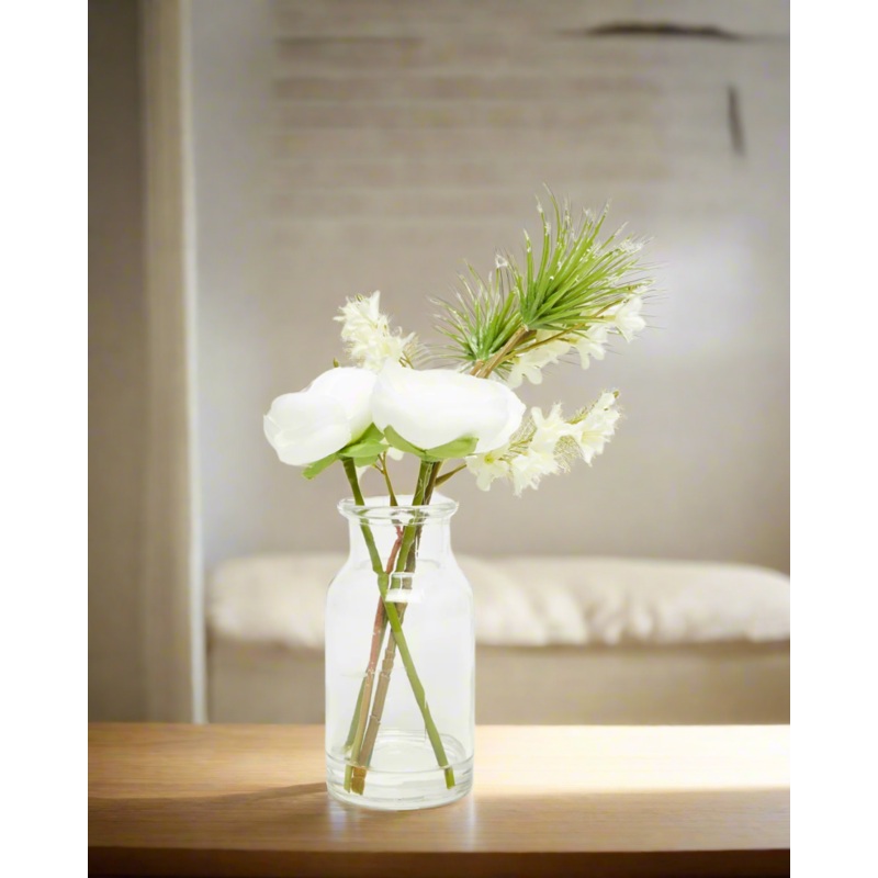 White Flower Arrangement In Glass Vase