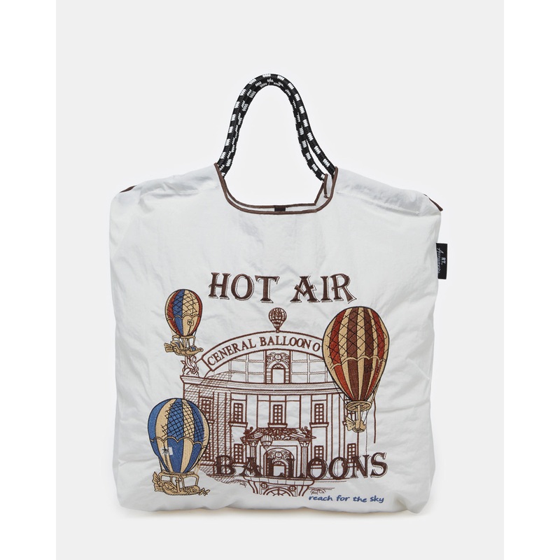 Women White Hot Air Print Shopper Bag