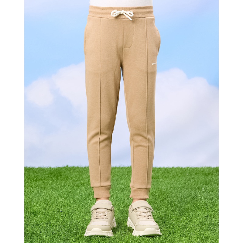 Boys Beige Minimalist Track Pants