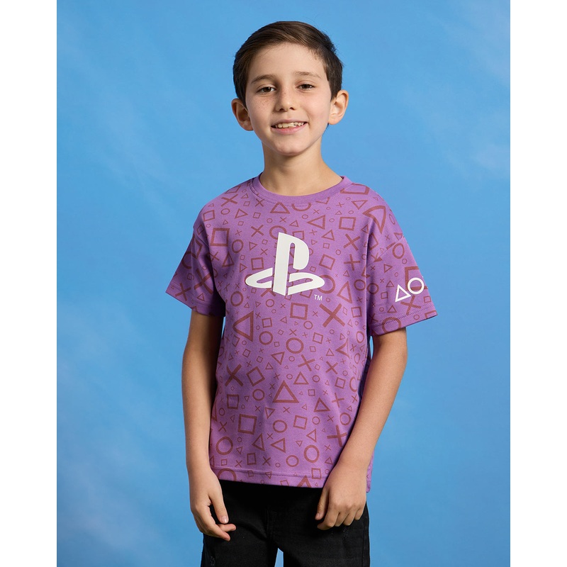 Boys Purple Playstation Print T-Shirt