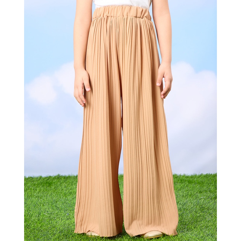 Girls Beige Crinkle Trousers|2-3 Years|3-4 Years|5-6 Years|7-8 Years
